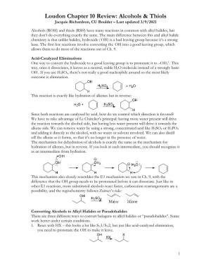 Loudon Chapter 10 Review: Alcohols & Thiols