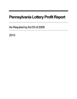 Pennsylvania Lottery Profit Report