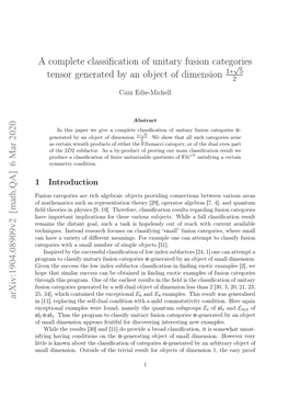A Complete Classification of Unitary Fusion Categories Tensor Generated