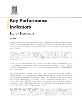 Key Performance Indicators SECTOR SNAPSHOTS