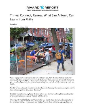 Thrive, Connect, Renew: What San Antonio Can Learn from Philly