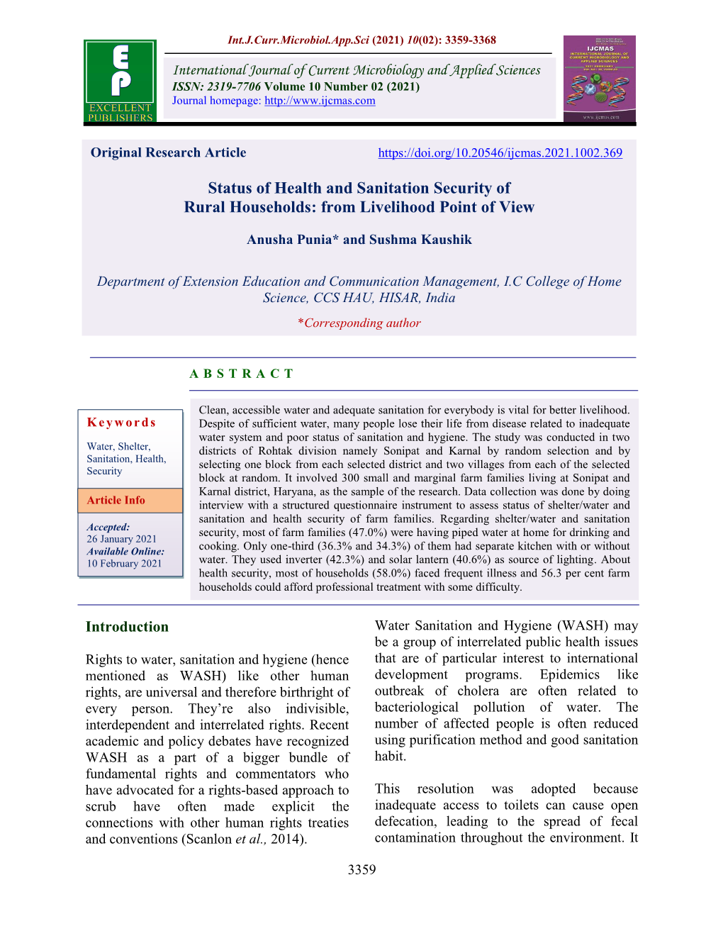 Status of Health and Sanitation Security of Rural Households: from Livelihood Point of View