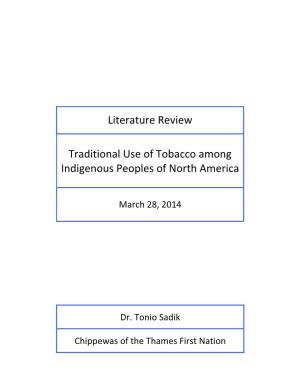 Traditional Use of Tobacco Among Indigenous Peoples in North America