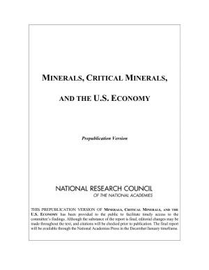 Minerals, Critical Minerals