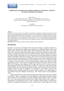 Simplifications and Idealizations in High School Physics in Mechanics: a Study of Slovenian Curriculum and Textbooks