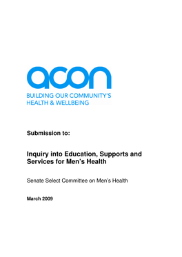 Inquiry Into Education, Supports and Services for Men's Health