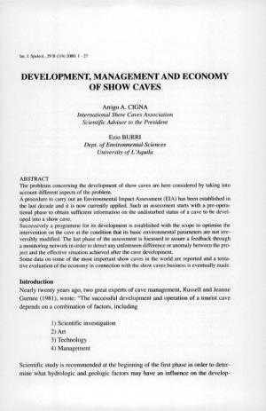 Development, Management and Economy of Show Caves