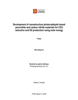 Development of Nanostructure Photocatalysts Based Perovskite and Carbon Nitride Materials for CO2 Reduction and H2 Production Using Solar Energy