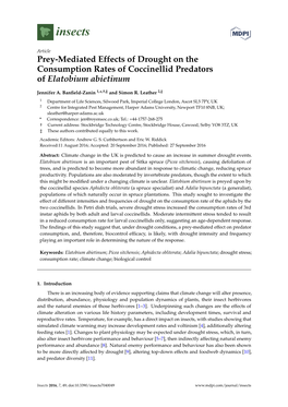 Prey-Mediated Effects of Drought on the Consumption Rates of Coccinellid Predators of Elatobium Abietinum