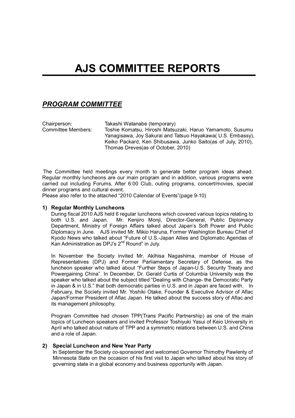 Ajs Committee Reports