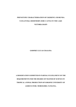 Phenotypic Characterisation of Ukerewe and Bunda