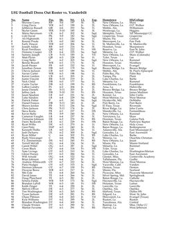 Dress out Roster Vs. Vanderbilt.Qxd