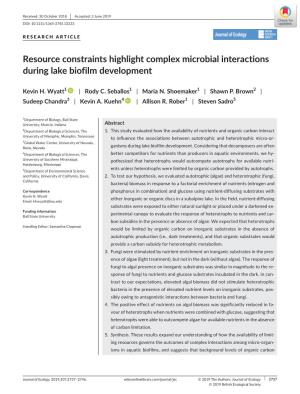 Resource Constraints Highlight Complex Microbial Interactions During Lake Biofilm Development