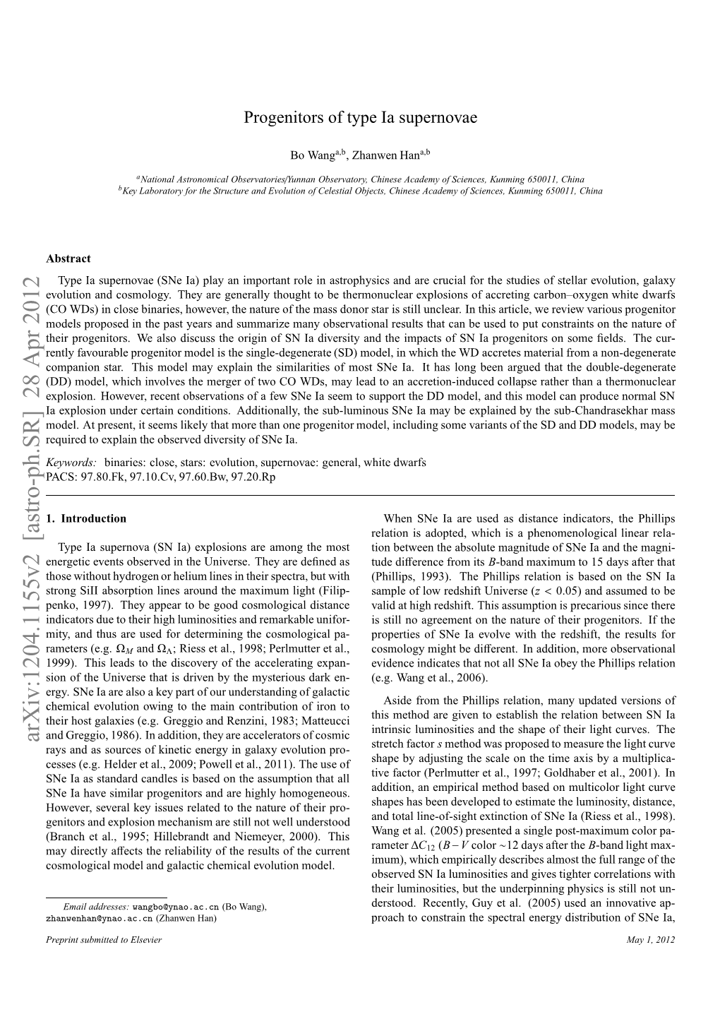 Arxiv:1204.1155V2 [Astro-Ph.SR] 28 Apr 2012 Eurdt Xli H Bevddvriyo N Ia