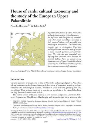 Cultural Taxonomy and the Study of the European Upper Palaeolithic