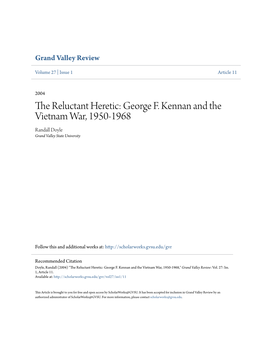 George F. Kennan and the Vietnam War, 1950-1968 Randall Doyle Grand Valley State University