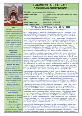 Parish Bulletin, 26 July 2020