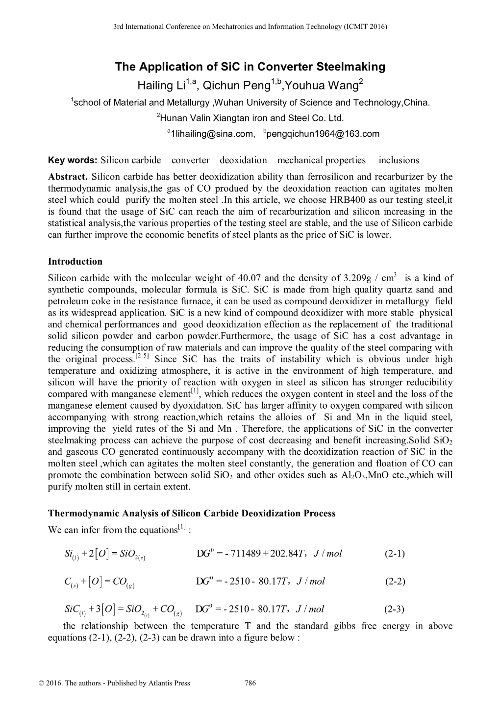 The Application of Sic in Converter Steelmaking Hailing Li