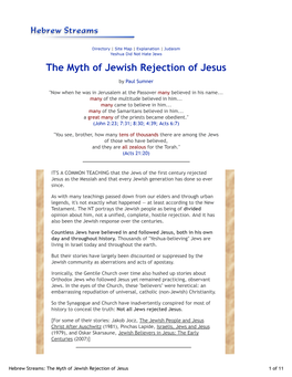 The Myth of Jewish Rejection of Jesus