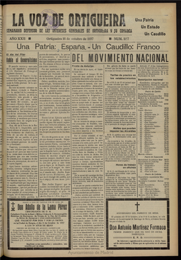 La Voz De Ortigueira Del 16 De Octubre De 1937, Nº 1117