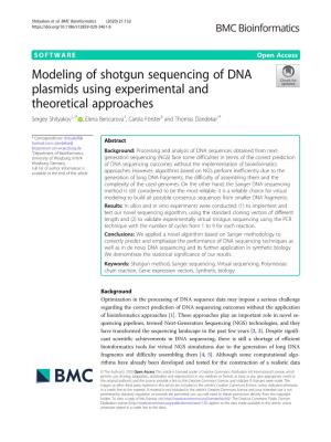 Modeling of Shotgun Sequencing of DNA Plasmids Using Experimental