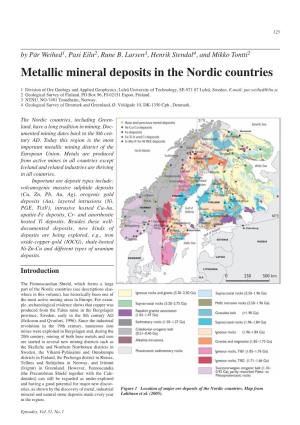 Metallic Mineral Deposits in the Nordic Countries