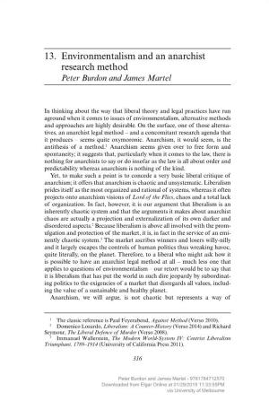 Environmentalism and an Anarchist Research Method Peter Burdon and James Martel