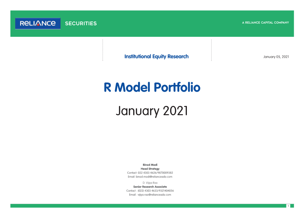 R Model Portfolio January 2021