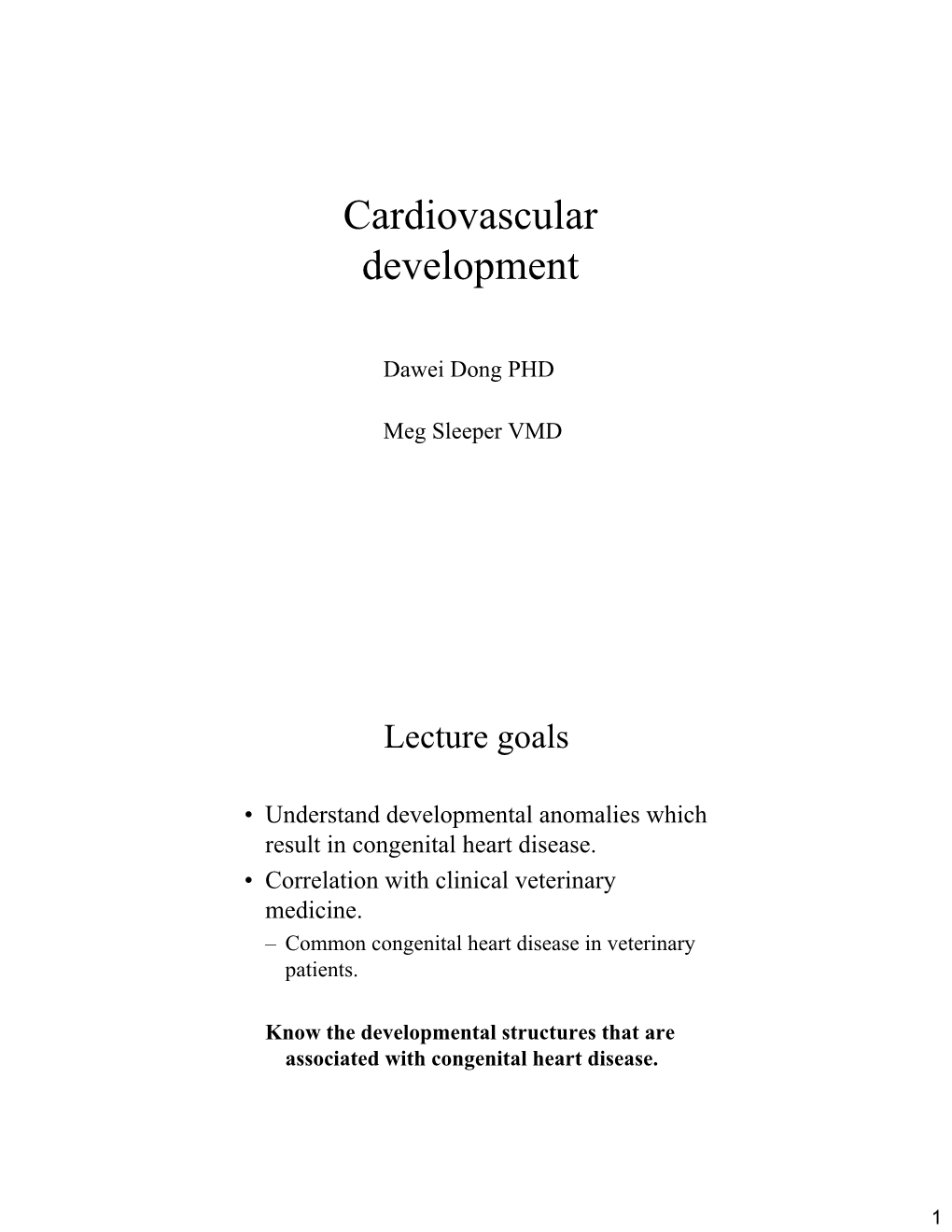 Cardiovascular Development