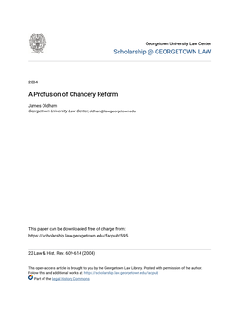 A Profusion of Chancery Reform