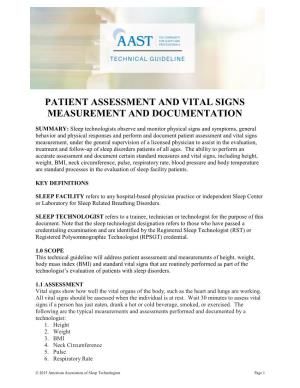 Patient Assessment and Vital Signs Measurement and Documentation