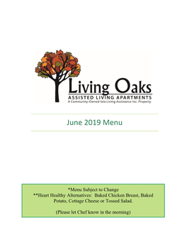 June 2019 Menu