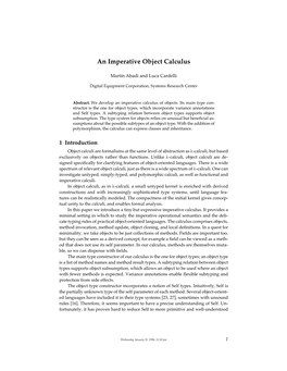 An Imperative Object Calculus