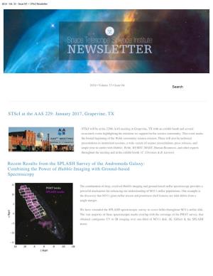 Stsci Newsletter: 2016 Volume 033 Issue 04