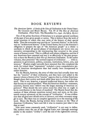 BOOK REVIEWS the American Spirit: a Study of the Idea of Civilization in the United States