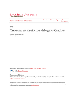 Taxonomy and Distribution of the Genus Cenchrus Donald Gordon Delisle Iowa State University