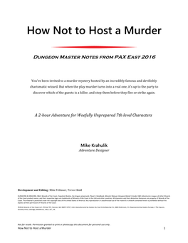 How Not to Host a Murder