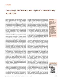 Chernobyl, Fukushima, and Beyond: a Health Safety Perspective