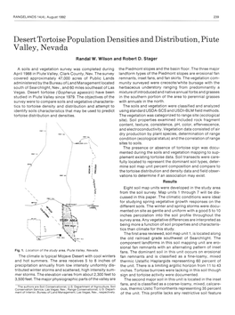 Desert Tortoise Population Densities and Distribution, Piute Valley, Nevada Randal W