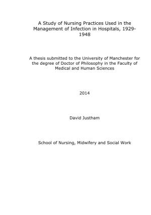 A Study of Nursing Practices Used in the Management of Infection in Hospitals, 1929- 1948