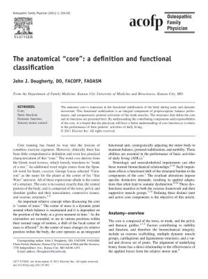 The Anatomical “Core”: a Deﬁnition and Functional Classiﬁcation