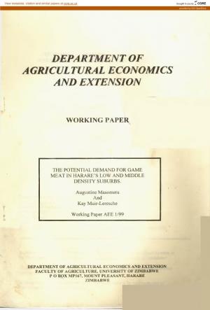 Department of Agricultural Economics and Extension