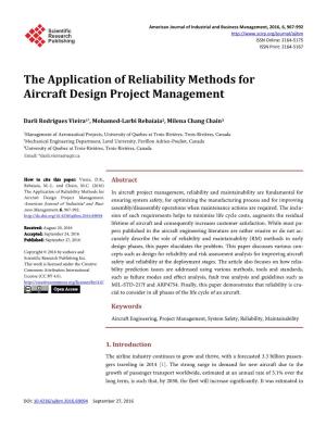 The Application of Reliability Methods for Aircraft Design Project Management