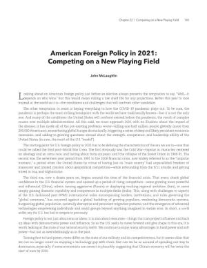 American Foreign Policy in 2021: Competing on a New Playing Field