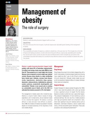 Management of Obesity the Role of Surgery