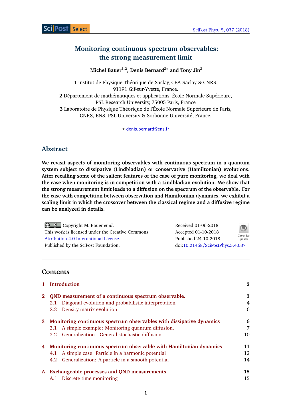 Monitoring Continuous Spectrum Observables: the Strong Measurement Limit