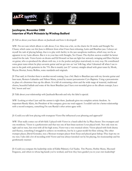Jazzimprov, November 2008 Interview of Mark Weinstein by Winthop Bedford