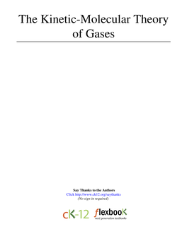 The Kinetic-Molecular Theory of Gases