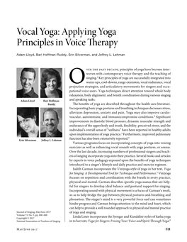 Vocal Yoga: Applying Yoga Principles in Voice Therapy
