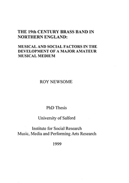 ROY NEWSOME Phd Thesis University of Salford Institute For